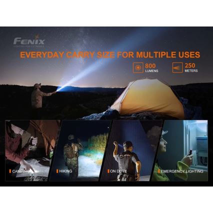Fenix PD25R - LED pakraunamas žibintuvėlis LED/USB/1xCR123A IP68 800 lm 70 h 700 mAh