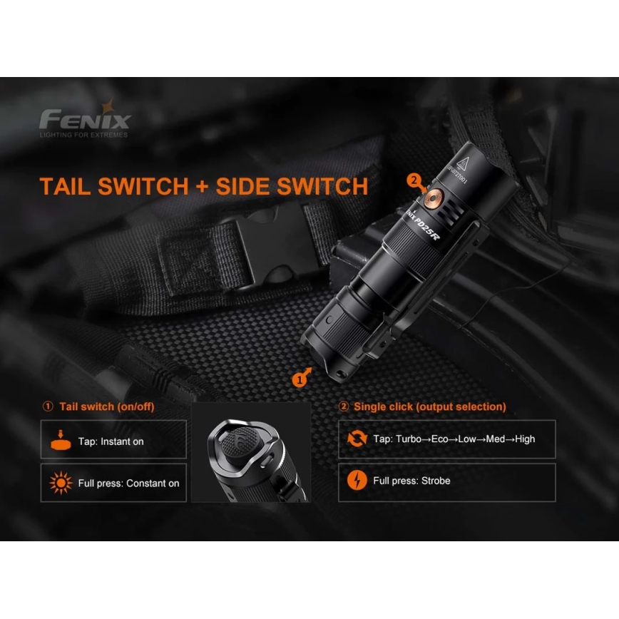 Fenix PD25R - LED pakraunamas žibintuvėlis LED/USB/1xCR123A IP68 800 lm 70 h 700 mAh