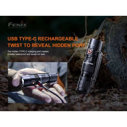 Fenix PD25R - LED pakraunamas žibintuvėlis LED/USB/1xCR123A IP68 800 lm 70 h 700 mAh