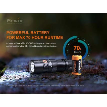 Fenix PD25R - LED pakraunamas žibintuvėlis LED/USB/1xCR123A IP68 800 lm 70 h 700 mAh