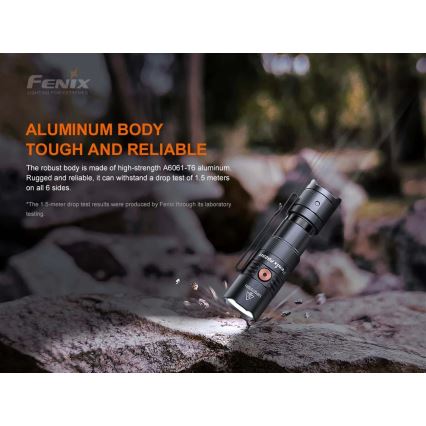 Fenix PD25R - LED pakraunamas žibintuvėlis LED/USB/1xCR123A IP68 800 lm 70 h 700 mAh