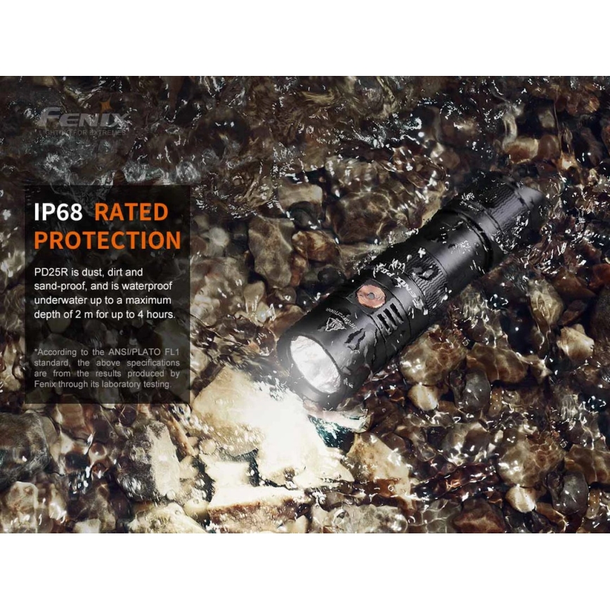 Fenix PD25R - LED pakraunamas žibintuvėlis LED/USB/1xCR123A IP68 800 lm 70 h 700 mAh