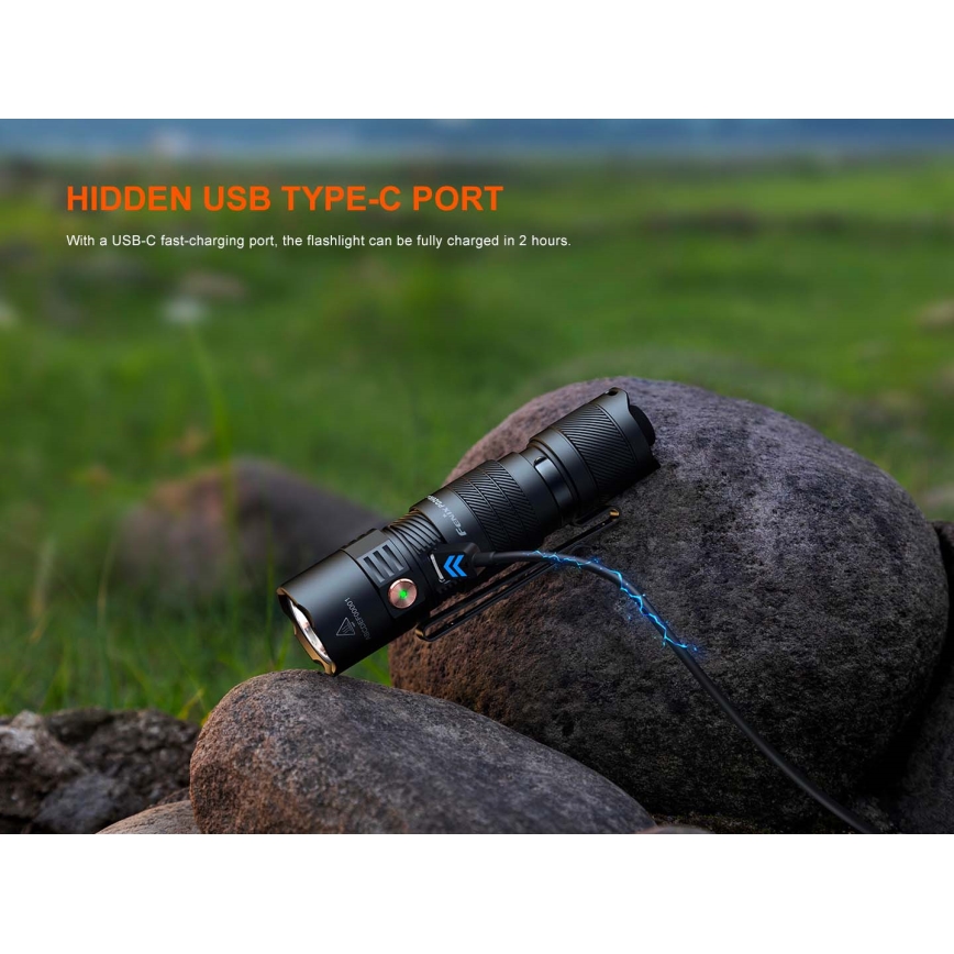 Fenix PD26RACE - reguliuojamo ryškumo įkraunamas LED žibintuvėlis LED/USB 1600 mAh IP68 1300 lm 556 h juodas