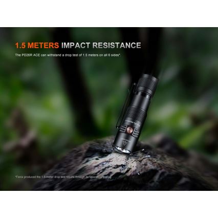 Fenix PD26RACE - reguliuojamo ryškumo įkraunamas LED žibintuvėlis LED/USB 1600 mAh IP68 1300 lm 556 h juodas