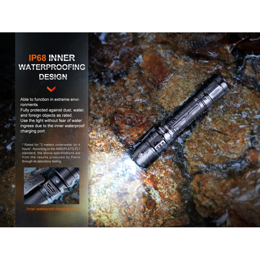 Fenix PD35R - LED pakraunamas žibintuvėlis LED/USB/2xCR123A IP68 1700 lm 100 h 3400 mAh