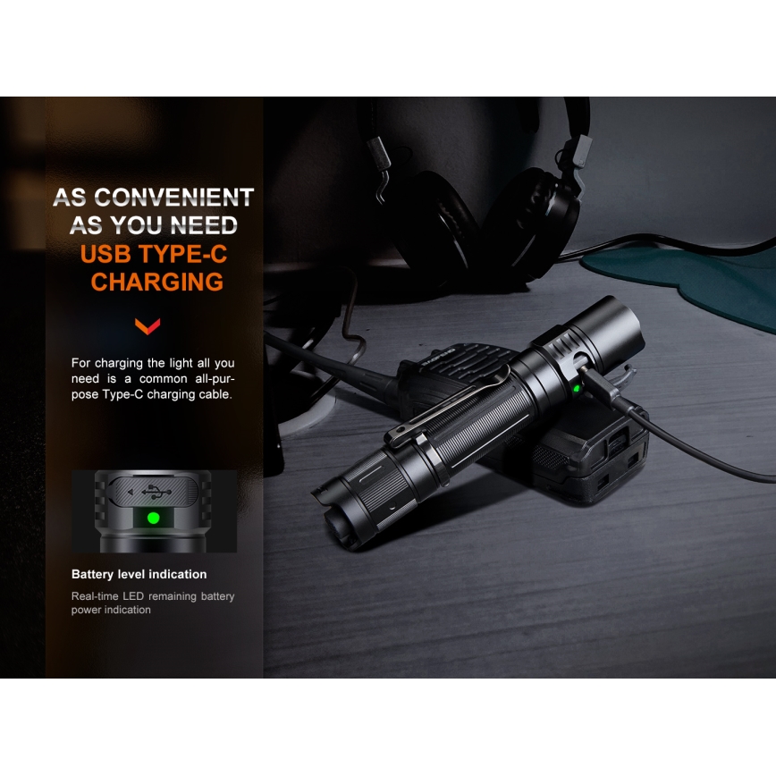 Fenix PD35R - LED pakraunamas žibintuvėlis LED/USB/2xCR123A IP68 1700 lm 100 h 3400 mAh