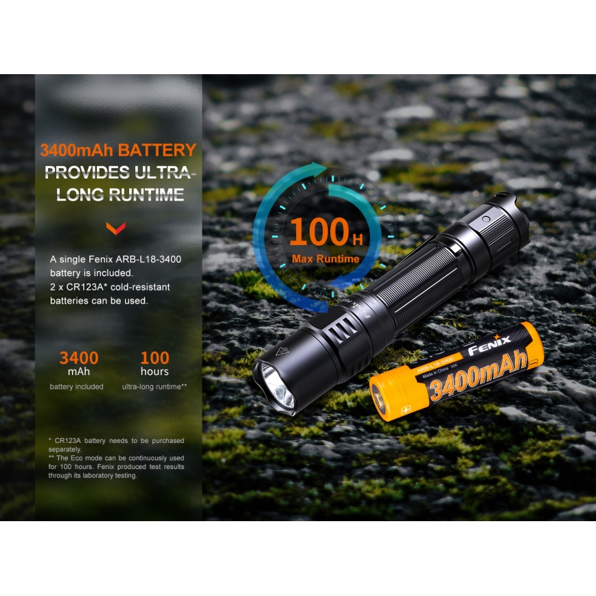 Fenix PD35R - LED pakraunamas žibintuvėlis LED/USB/2xCR123A IP68 1700 lm 100 h 3400 mAh
