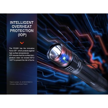 Fenix PD35R - LED pakraunamas žibintuvėlis LED/USB/2xCR123A IP68 1700 lm 100 h 3400 mAh