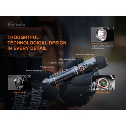 Fenix PD35V30 - LED pakraunamas žibintuvėlis LED/USB/2xCR123A IP68 1700 blizgus 230 h 2600 mAh