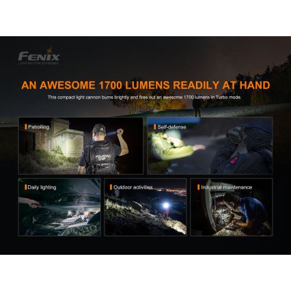 Fenix PD35V30 - LED pakraunamas žibintuvėlis LED/USB/2xCR123A IP68 1700 blizgus 230 h 2600 mAh