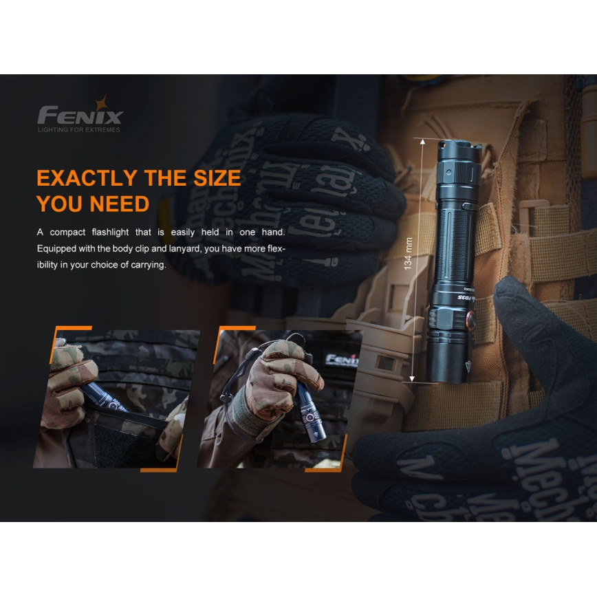 Fenix PD35V30 - LED pakraunamas žibintuvėlis LED/USB/2xCR123A IP68 1700 blizgus 230 h 2600 mAh