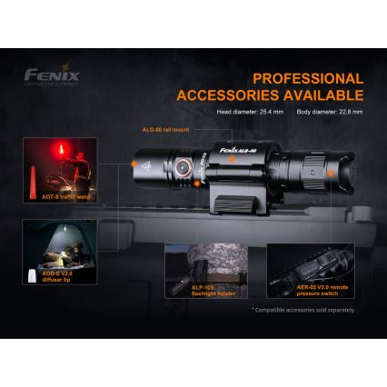Fenix PD35V30 - LED pakraunamas žibintuvėlis LED/USB/2xCR123A IP68 1700 blizgus 230 h 2600 mAh