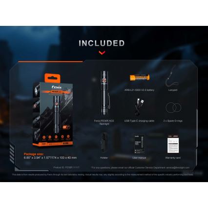 Fenix PD36RACE - reguliuojamo ryškumo įkraunamas LED žibintas LED/USB 5000 mAh IP68 3000 lm 63,45 h juodas
