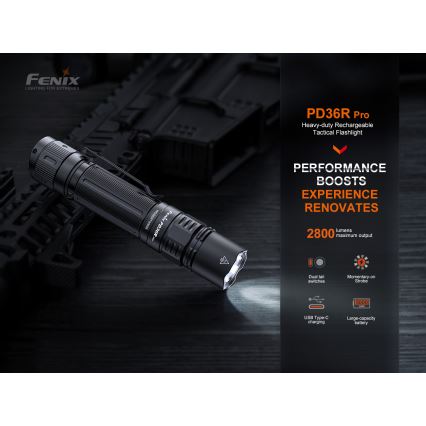 Fenix PD36RPRO - LED Taktinis įkraunamas žibintuvėlis LED/USB IP68 2800 lm 42 h 5000 mAh