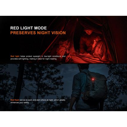 Fenix SW05RREDBLC - LED Pritemdomas įkraunamas žibintuvėlis LED/USB IPX6 150 lm 49 h juoda