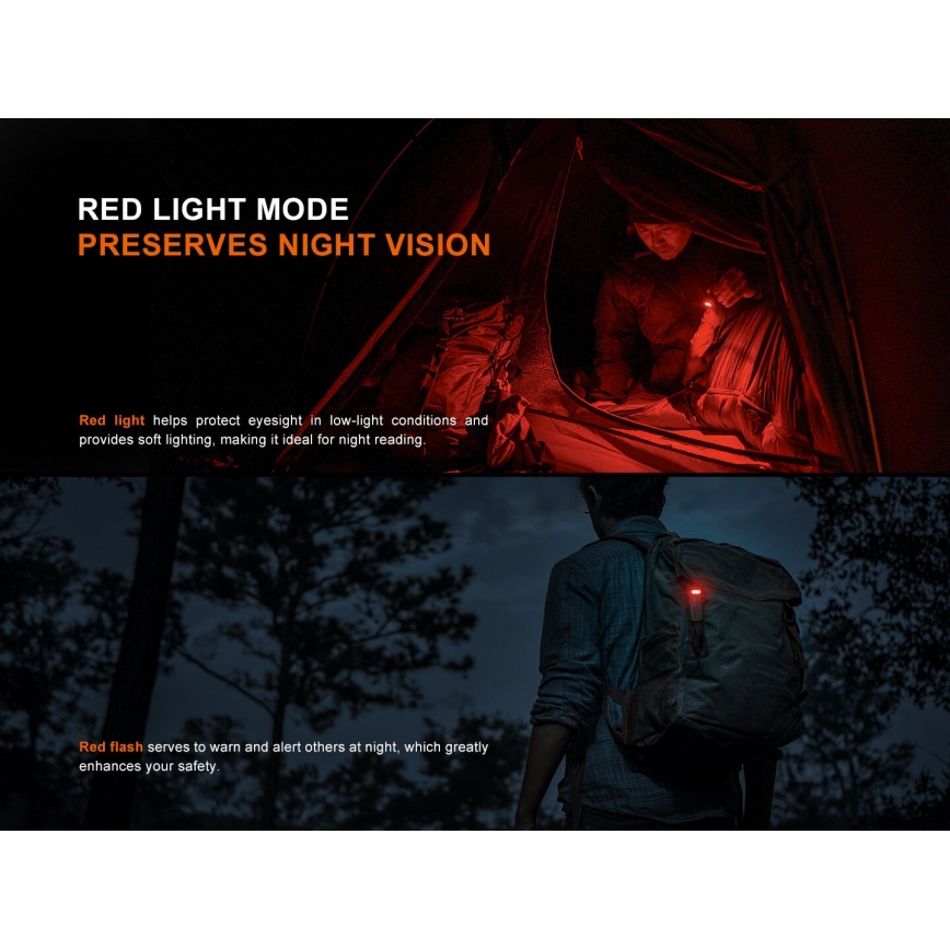 Fenix SW05RREDBLC - LED Pritemdomas įkraunamas žibintuvėlis LED/USB IPX6 150 lm 49 h juoda