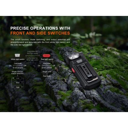 Fenix SW05RREDBLC - LED Pritemdomas įkraunamas žibintuvėlis LED/USB IPX6 150 lm 49 h juoda