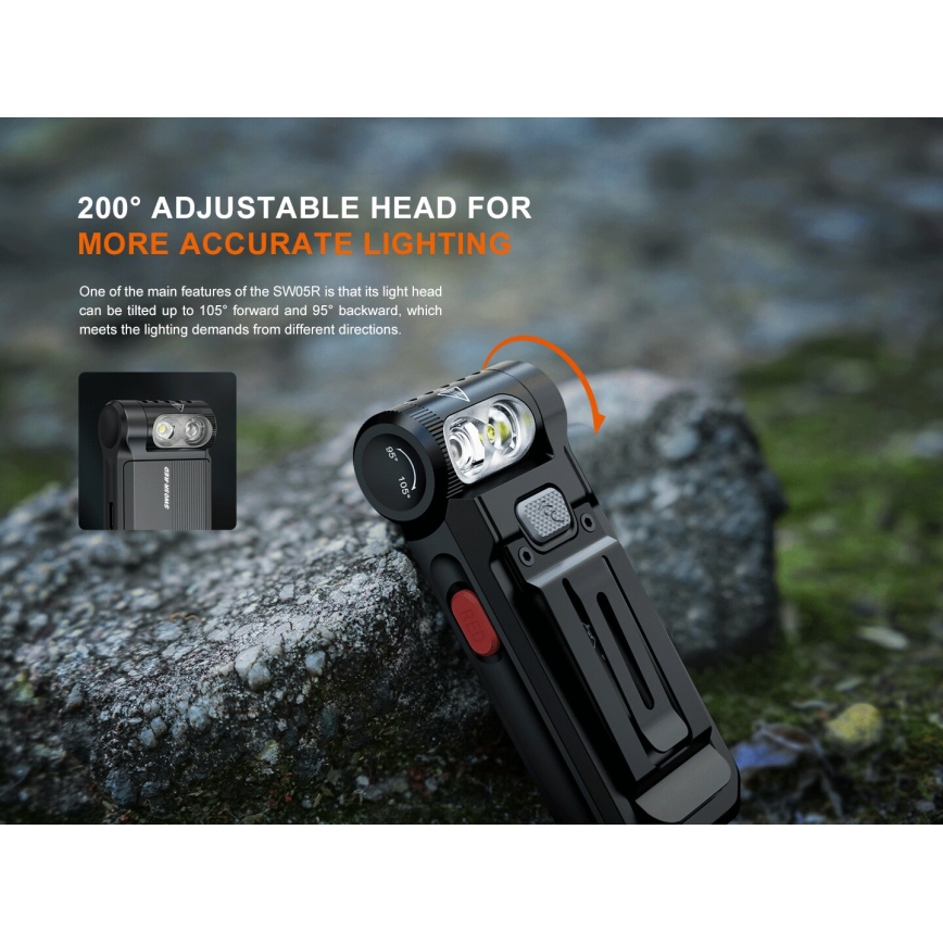 Fenix SW05RREDBLC - LED Pritemdomas įkraunamas žibintuvėlis LED/USB IPX6 150 lm 49 h juoda