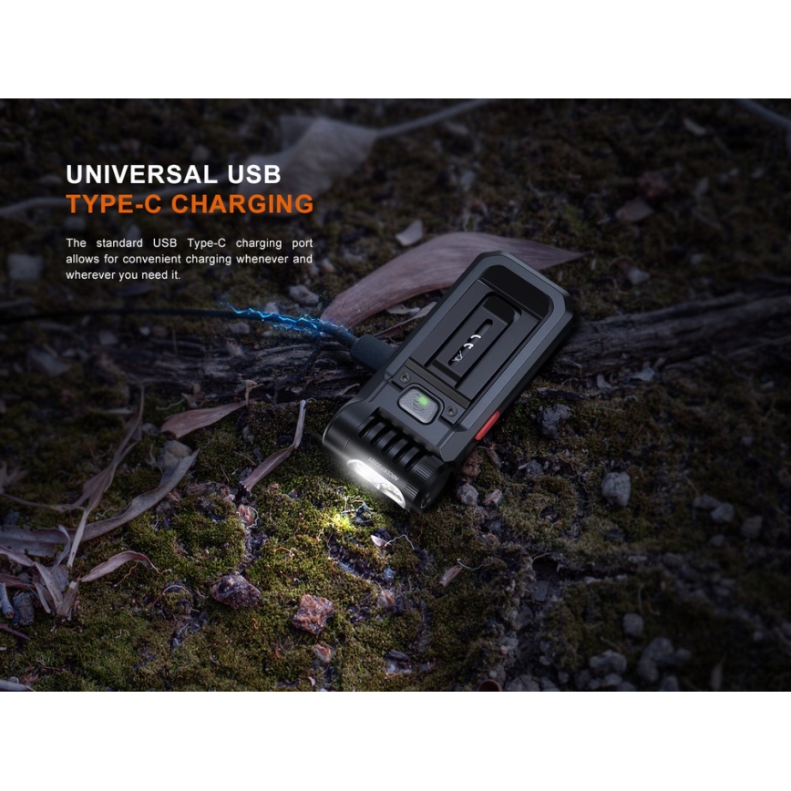 Fenix SW05RREDBLC - LED Pritemdomas įkraunamas žibintuvėlis LED/USB IPX6 150 lm 49 h juoda