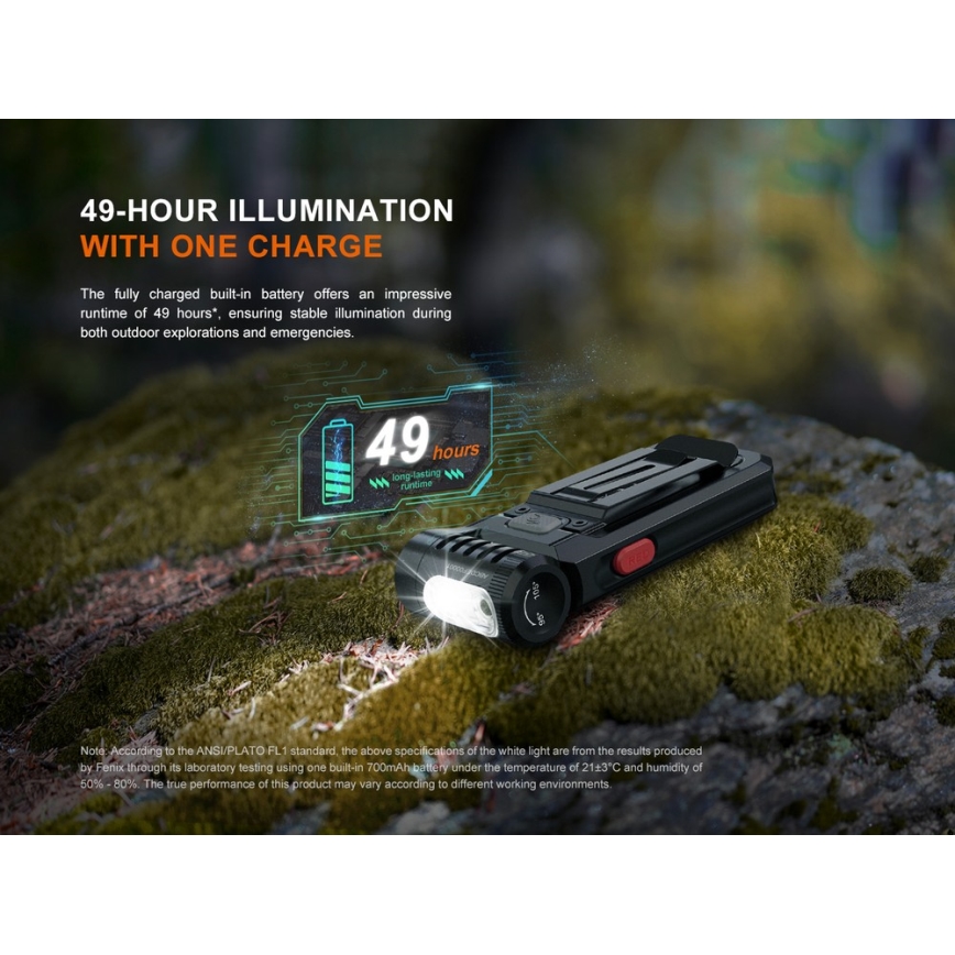 Fenix SW05RREDBLC - LED Pritemdomas įkraunamas žibintuvėlis LED/USB IPX6 150 lm 49 h juoda