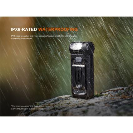 Fenix SW05RREDBLC - LED Pritemdomas įkraunamas žibintuvėlis LED/USB IPX6 150 lm 49 h juoda
