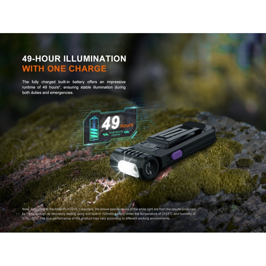 Fenix SW05RUVBLC - LED Pritemdomas įkraunamas žibintuvėlis LED/USB IPX6 150 lm 49 h 700 mAh juoda