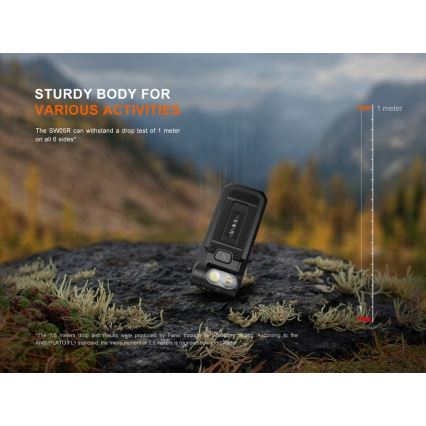 Fenix SW05RUVBLC - LED Pritemdomas įkraunamas žibintuvėlis LED/USB IPX6 150 lm 49 h 700 mAh juoda