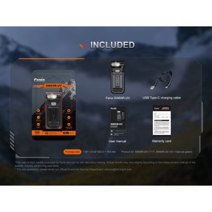 Fenix SW05RUVBLC - LED Pritemdomas įkraunamas žibintuvėlis LED/USB IPX6 150 lm 49 h 700 mAh juoda