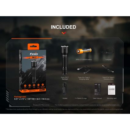 Fenix TK17BLK - reguliuojamas įkraunamas žibintuvėlis LED/USB 6000 mAh IP68 3600 lm 60 val. juodas