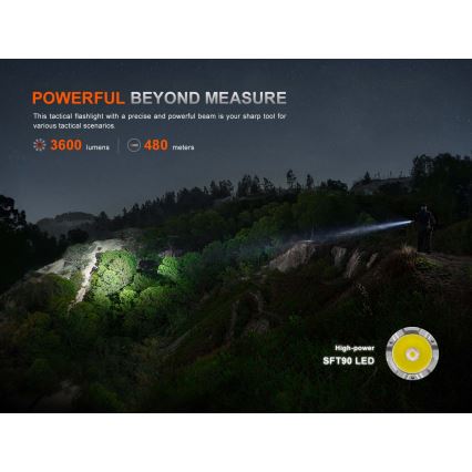 Fenix TK21RBLK - įkraunamas LED žibintuvėlis su reguliuojamu ryškumu LED/USB 6000 mAh IP68 3600 lm 72,5 val. juodas
