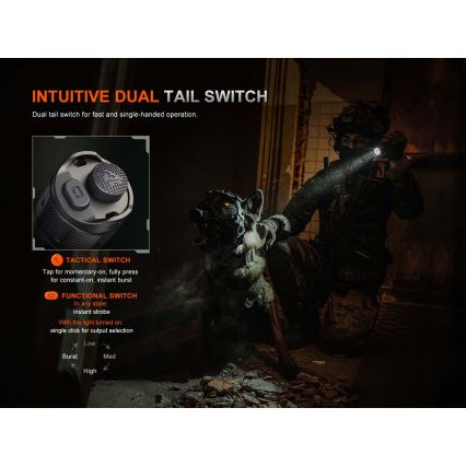 Fenix TK21RBLK - įkraunamas LED žibintuvėlis su reguliuojamu ryškumu LED/USB 6000 mAh IP68 3600 lm 72,5 val. juodas
