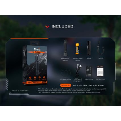 Fenix TK21RBLK - įkraunamas LED žibintuvėlis su reguliuojamu ryškumu LED/USB 6000 mAh IP68 3600 lm 72,5 val. juodas