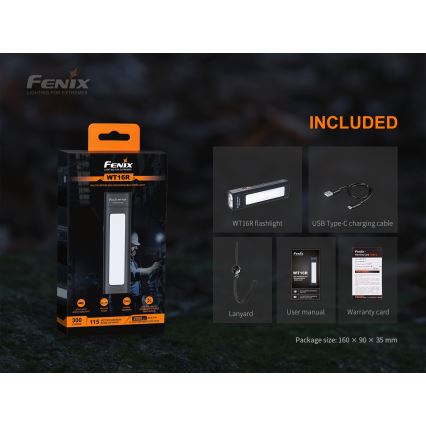 Fenix WT16R - LED Įkraunamas žibintuvėlis 2xLED/USB IP66 300 lm 30 valandų