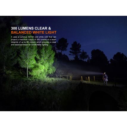 Fenix ​​HM23V20 - LED pritemdomas galvos žibintas LED/1xAA IP68 300 lm 100 h