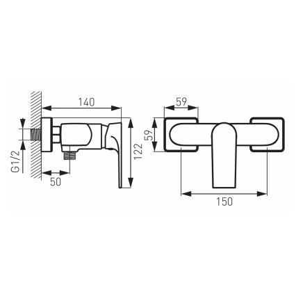 FERRO - Dušo maišytuvas ALGEO SQUARE blizgus chromas