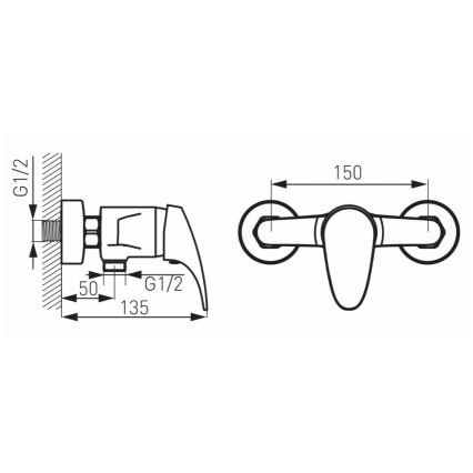 FERRO - dušo maišytuvas ONE, blizgus chromas