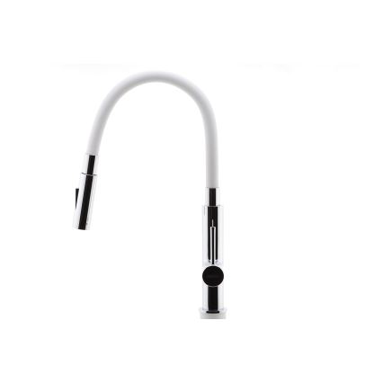 FERRO - Kriauklės čiaupas su lanksčia rankena blizgus chromas/balta