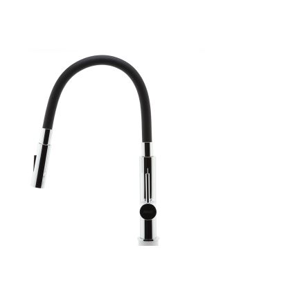 FERRO - Kriauklės čiaupas su lanksčia rankena blizgus chromas/juoda