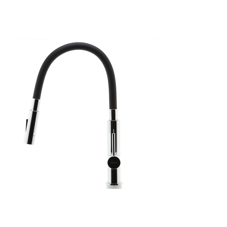 FERRO - Kriauklės čiaupas su lanksčia rankena blizgus chromas/juoda
