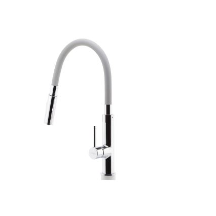 FERRO - Kriauklės čiaupas su lanksčia rankena blizgus chromas/pilka