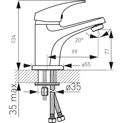 FERRO - Praustuvo maišytuvas ONE su nutekėjimo komplektu, blizgus chromas