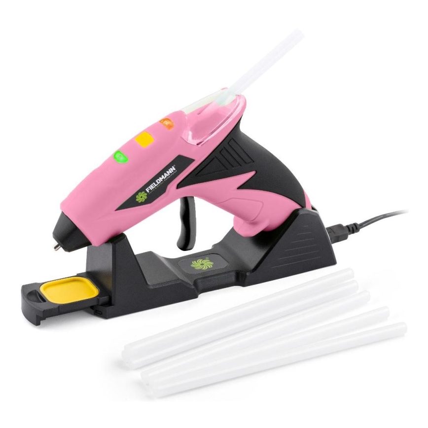 Fieldmann - Belaidis karštų klijų pistoletas 4V 1500 mAh rausva