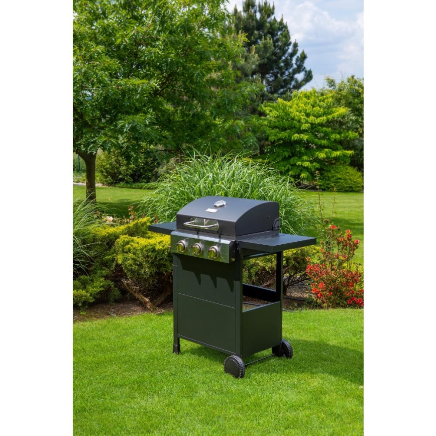 Fieldmann - Dujinis grilis su 3 degikliais, juodas