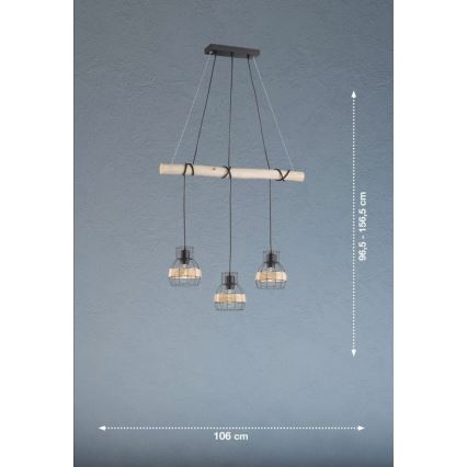 Fischer & Honsel 60798 - Pakabinamas sietynas STRAW 3xE27/40W/230V