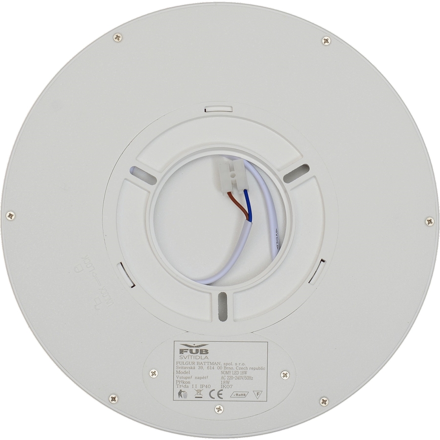 Fulgur 41810 - LED lubinis šviestuvas NOMY LED/18W/230V 3000/4000/6000K IP40 diametras 23 cm balta