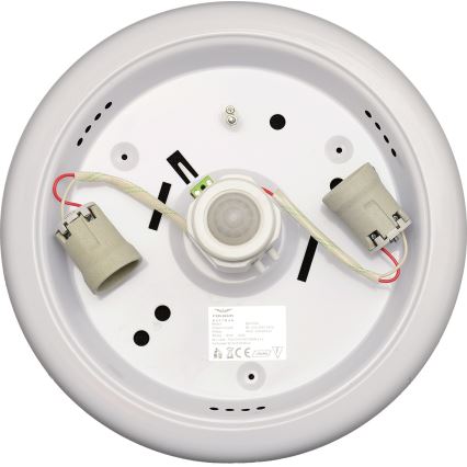 Fulgur s-22941 - Lubinis šviestuvas su judesio ir sutemimo jutikliu DARINA 2xE27/40W/230V Ø 30 cm baltas