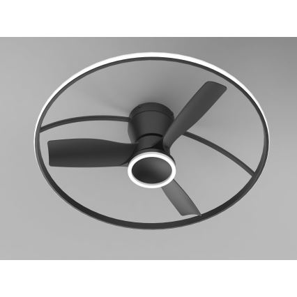 Fulgur s-43047 - Dimeriuojamas LED lubinis ventiliatorius THORA LED/50W/230V 2700-5000K juodas + nuotolinis valdymas
