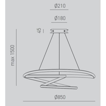 Gea Luce DIVA S/S TITANIO -  LED Reguliuojamas pakabinamas sietynas DIVA LED/80W/230V pilka