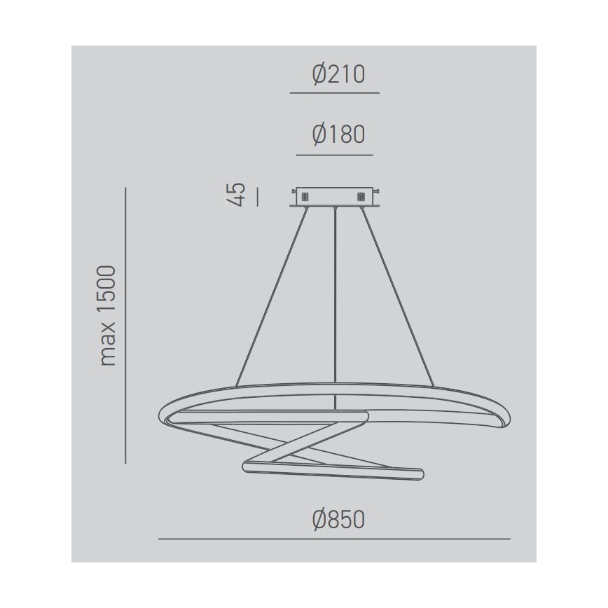 Gea Luce DIVA S/S TITANIO -  LED Reguliuojamas pakabinamas sietynas DIVA LED/80W/230V pilka