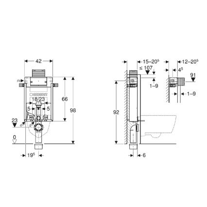 Geberit 110.010.00.1 - Potinkinis modulis pakabinamo klozeto Kombifix 98 cm